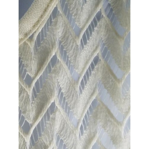 Womens Top YA LOS ANGELES Beige Sheer Zig Zag w/Bow on Back Cotton Blend Medium - Picture 4 of 9